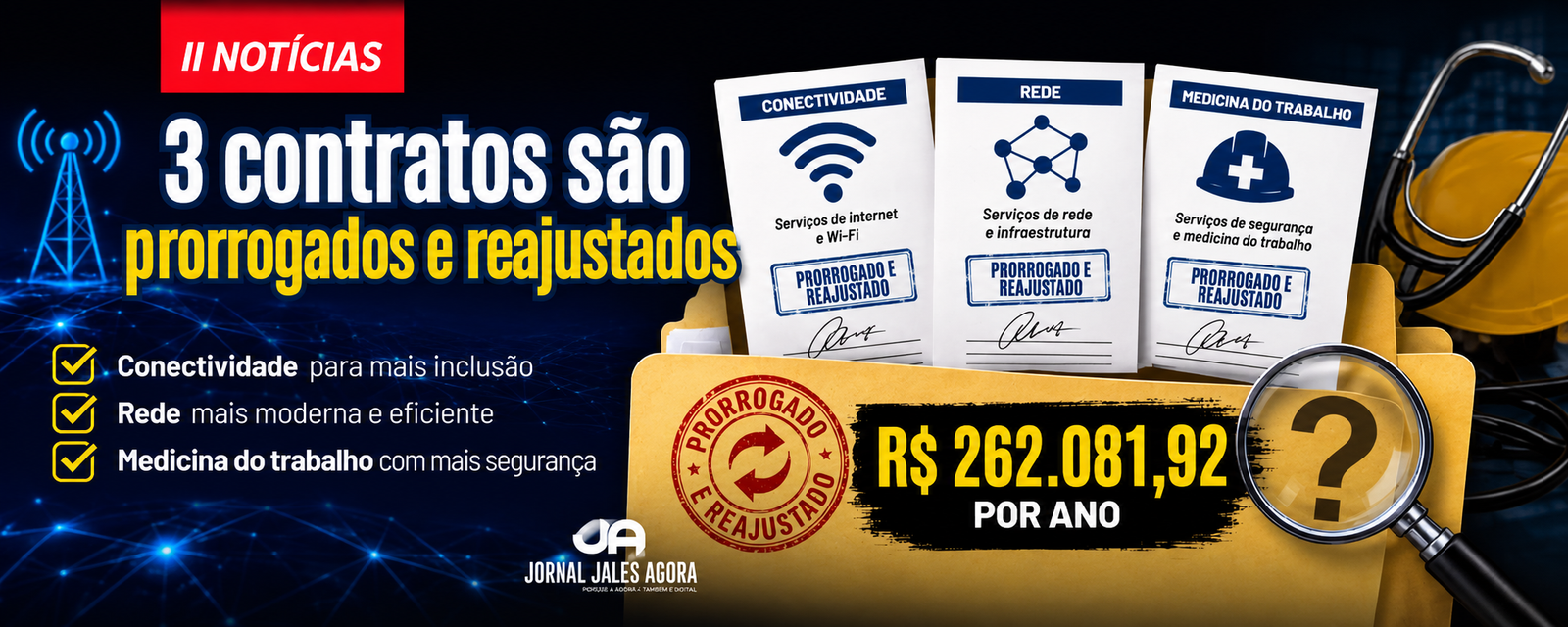 TRÊS CONTRATOS DA PREFEITURA DE JALES SÃO PRORROGADOS E REAJUSTADOS