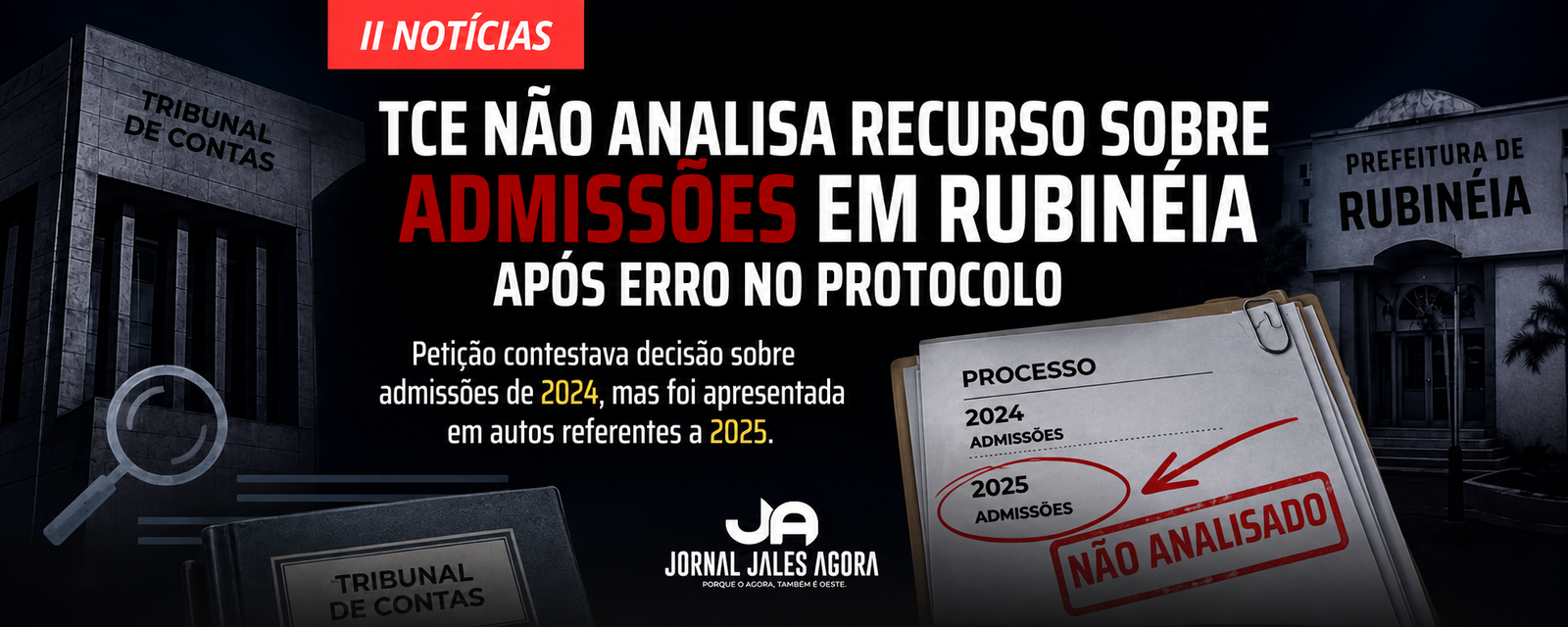 RECURSO SOBRE CONTRATAÇÕES DA PREFEITURA DE RUBINÉIA É APRESENTADO EM PROCESSO ERRADO