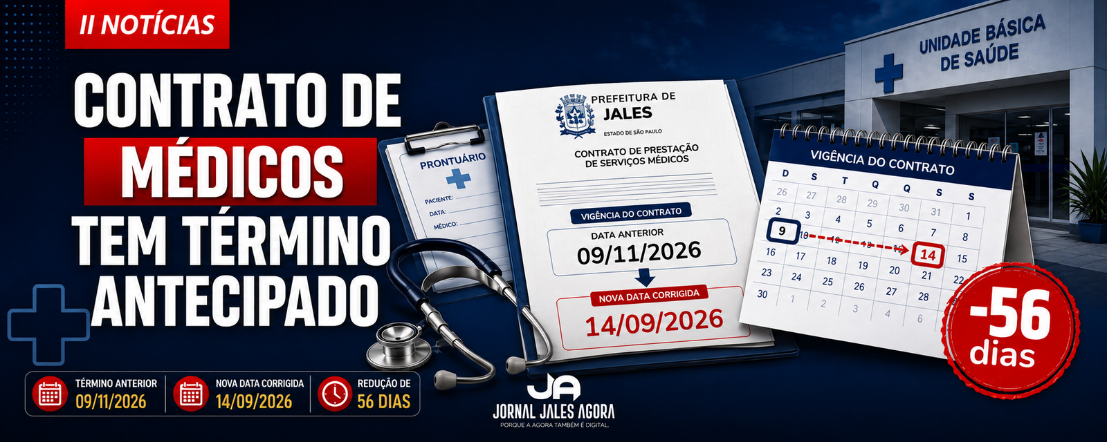 PREFEITURA CORRIGE CONTRATO DE MÉDICOS E ANTECIPA TÉRMINO EM 56 DIAS